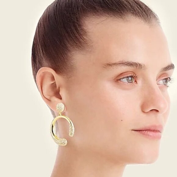 J.CREW PAVE CRYSTAL CIRCLE EARRINGS - Picture 2 of 10